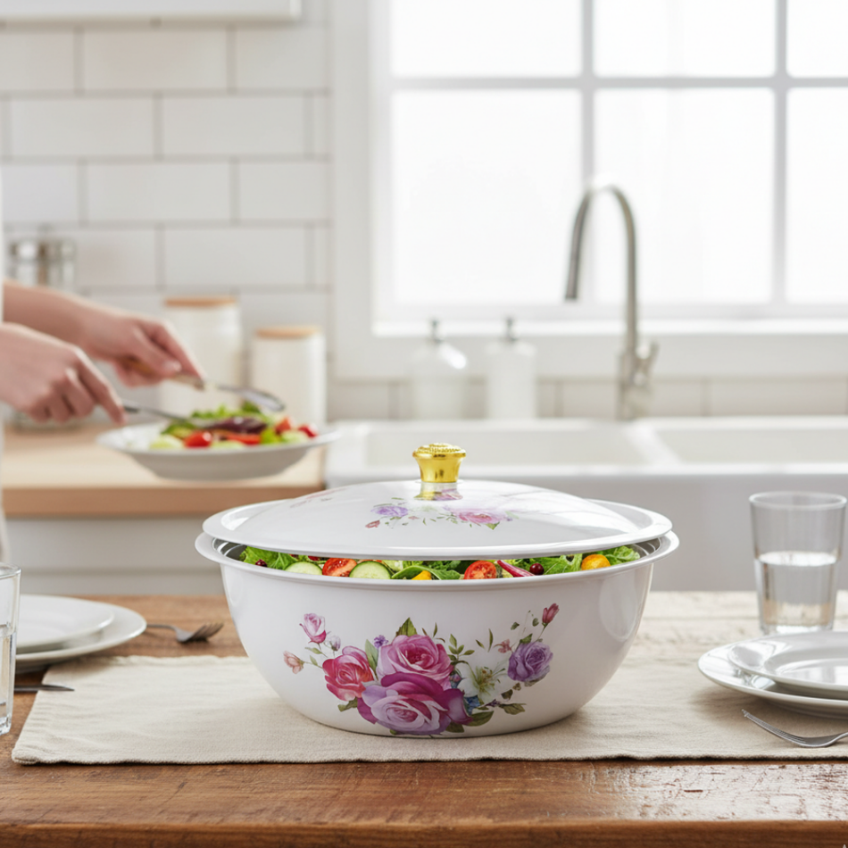 Bowl con Tapa de Diseño Flores
