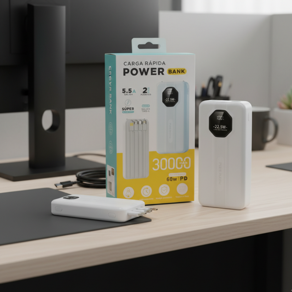 Cargador Portátil de 30,000 mAh