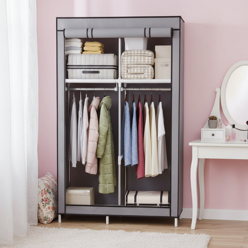 Ropero de 2 Cuerpos con Cortinas