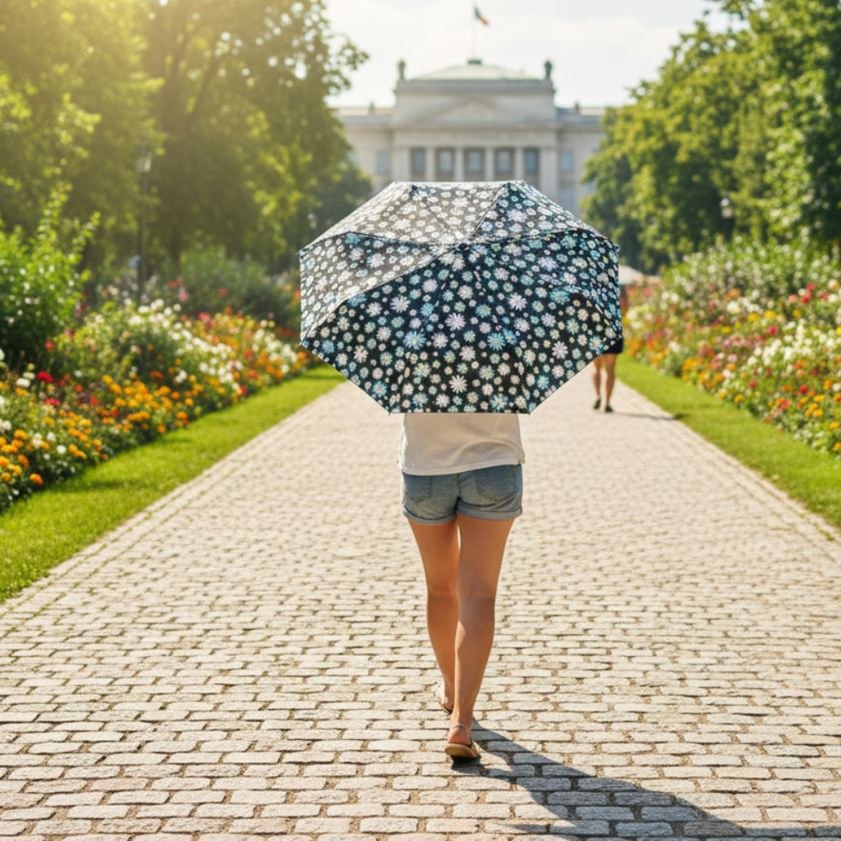 Paragua con Estampado de Flores